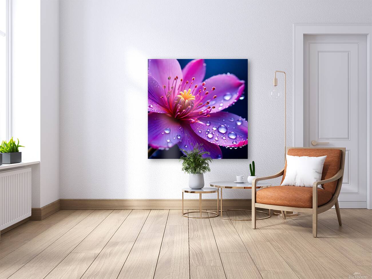 A Close-Up of a Radiant Purple Flower Blooming in the Soft Glow of Morning Light 7 Reproduction