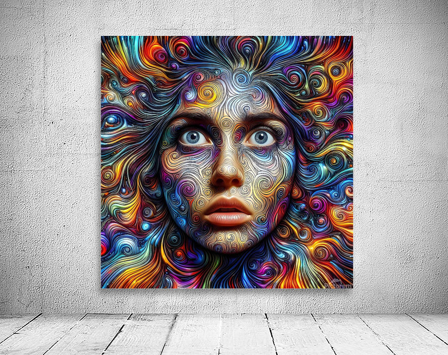 Illustration of a Face with Swirling Patterns 1 Wall Preview