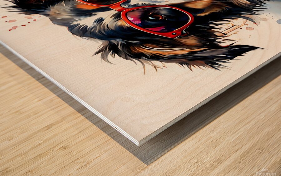 Watercolor Portrait of a Dog 12 Wood print