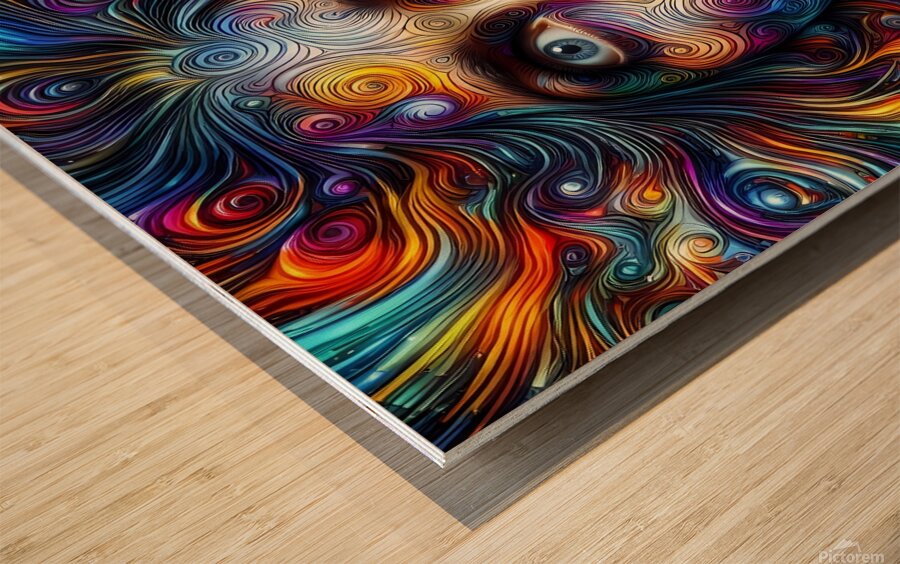 Illustration of a Face with Swirling Patterns 1 Wood print