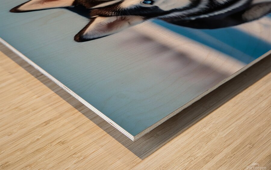 A Canine Journey through the Snow-Covered Forest 1 Wood print