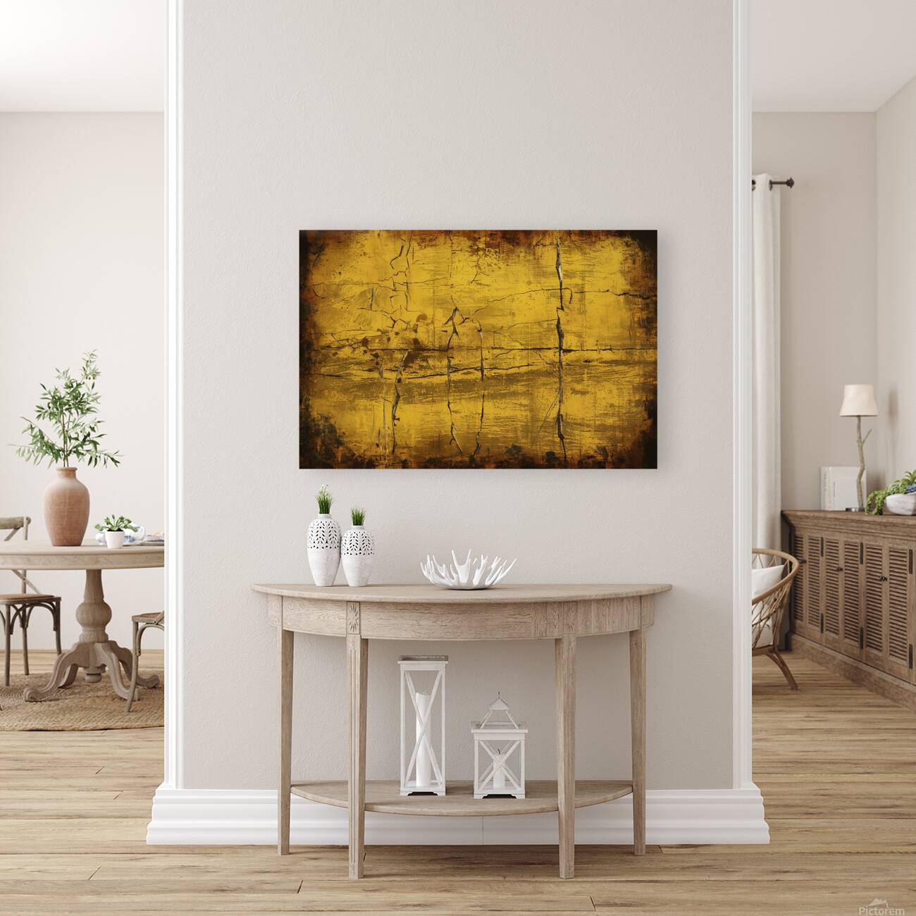 A captivating rustic artwork featuring a vibrant Reproduction