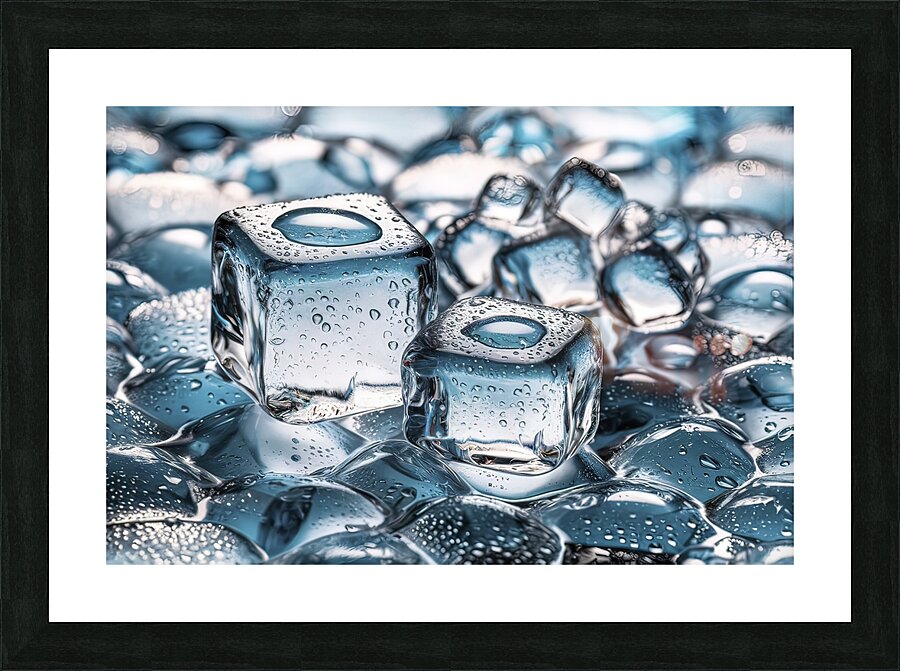 clear translucent ice cubes background 3 Picture Frame print
