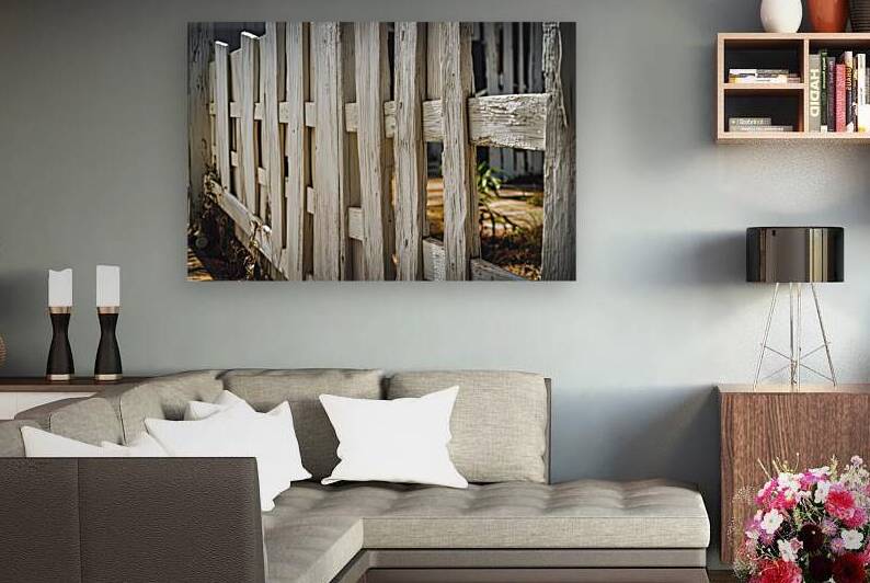 an old weathered white wooden fence with a dirty by Stoica Lilian