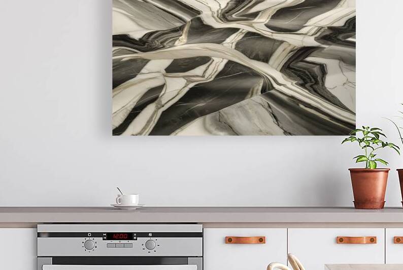 A marble surface with intricate white and gray ve by Stoica Lilian