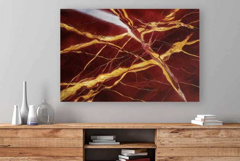 marble surface with intricate red and yellow vein by Stoica Lilian