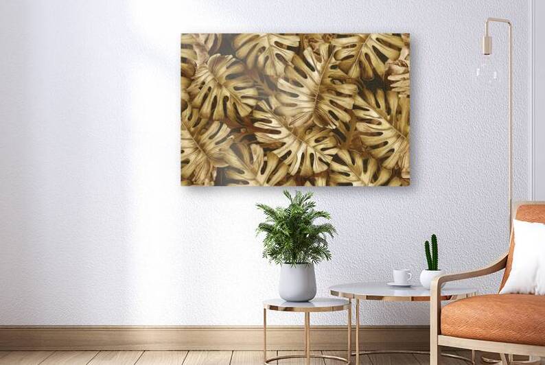 a golden monstera leaf pattern by Stoica Lilian