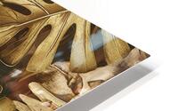 a golden monstera leaf pattern HD Metal print