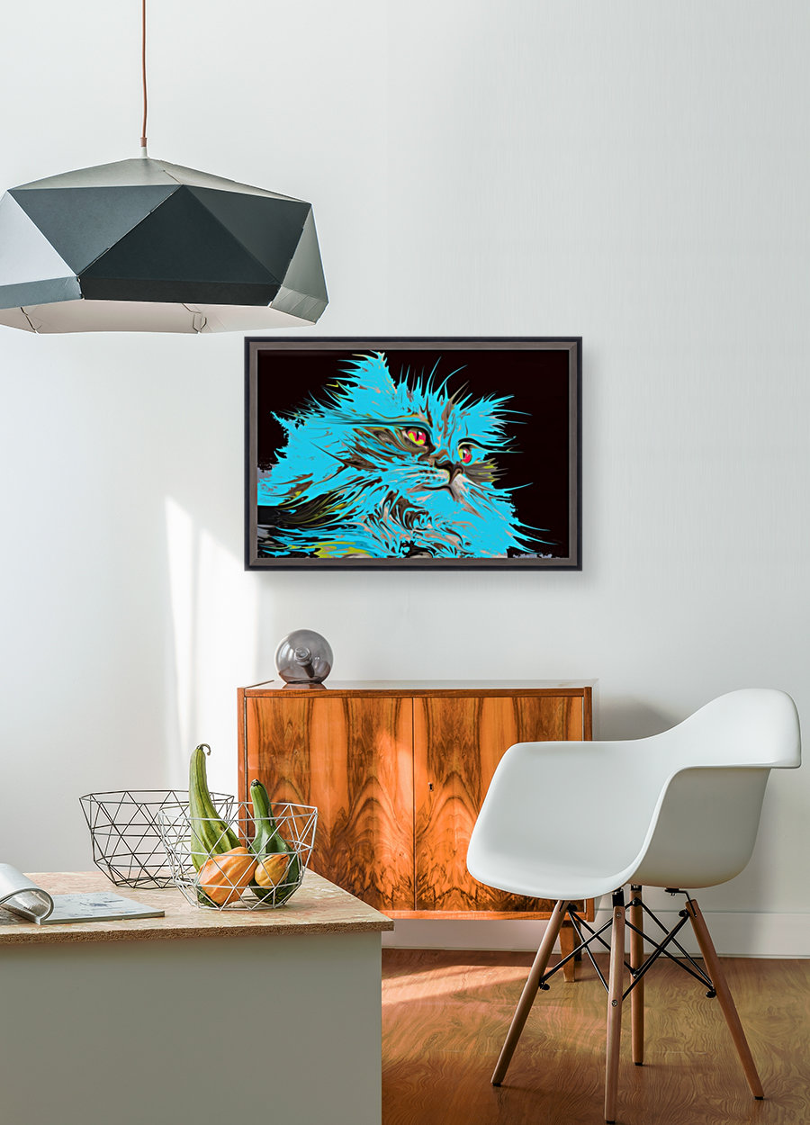 cat in turquoise Reproduction