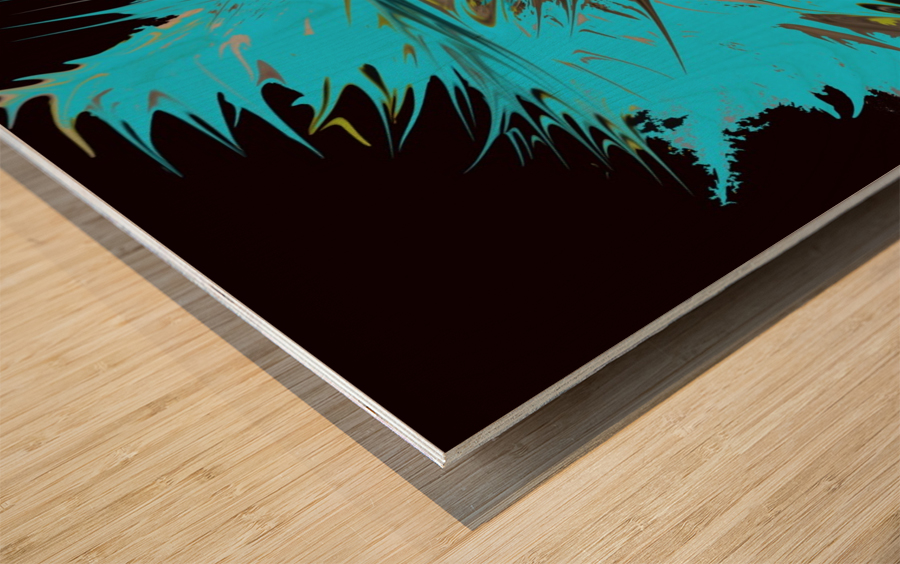 cat in turquoise Wood print