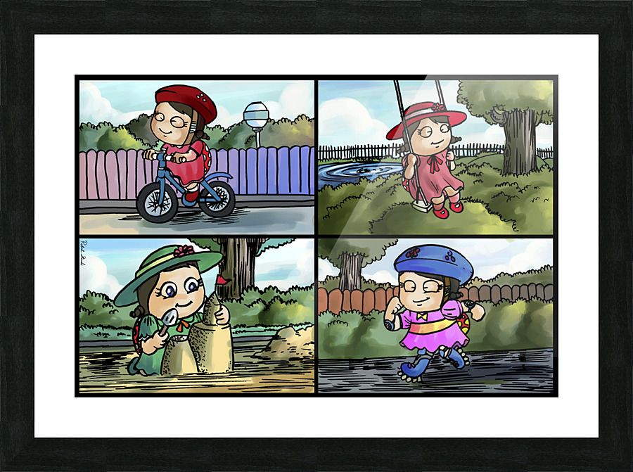 Lass the Ladybug in Action   4 panel Favorites for Kids Room and Nursery   Bugville Critters Picture Frame print