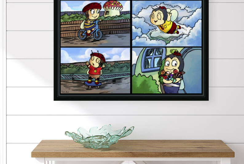 Buster the Bee in Action   4 panel Favorites for Kids Room and Nursery   Bugville Critters by Robert Stanek
