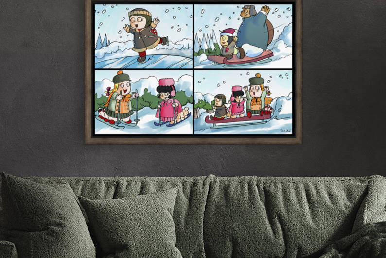Winter Wonderland Fun   Ice Skating  Sledding and Tobogganing   4 panel Favorites for Kids Room and Nursery   Bugville Critters by Robert Stanek