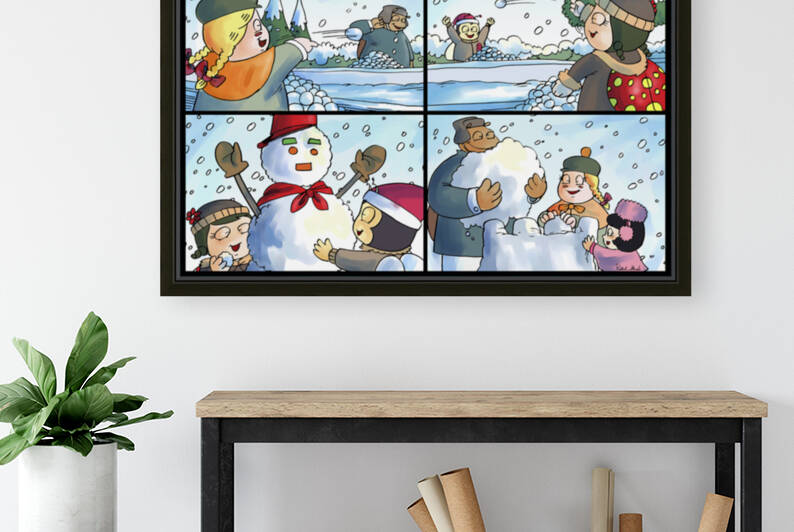 Winter Wonderland Fun   Snowballs  Snowforts and Snowman   4 panel Favorites for Kids Room and Nursery   Bugville Critters by Robert Stanek