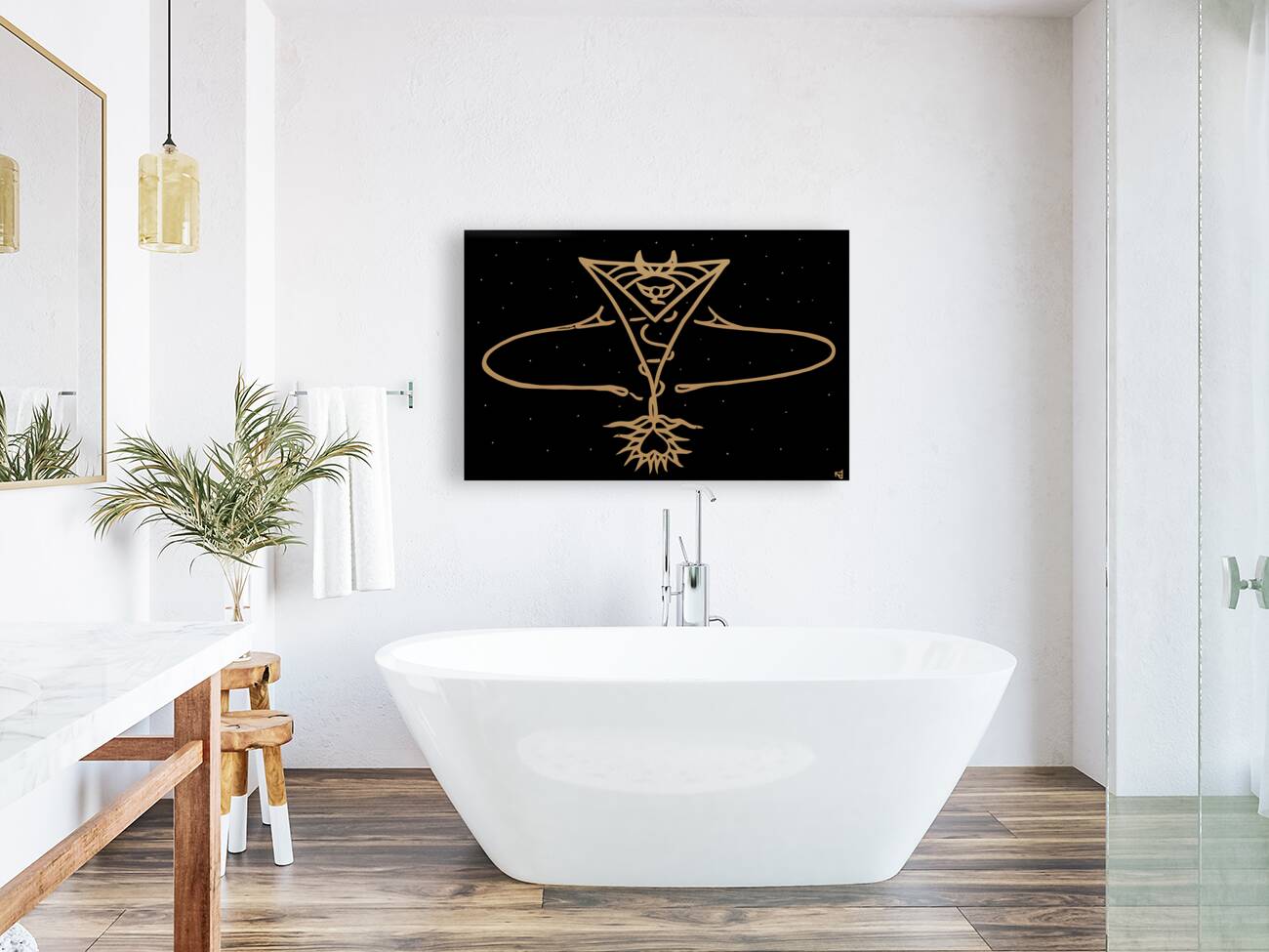 gold guy in space Reproduction