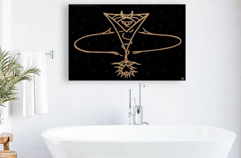 gold guy in space Reproduction