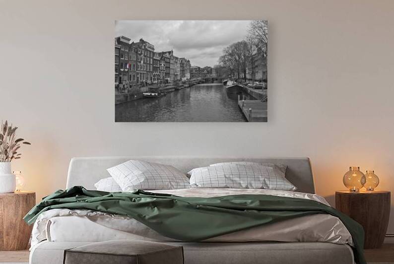 Amsterdam Canal: Selective Color Monochrome by vlamingvisuals