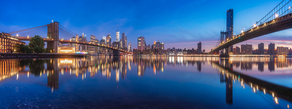 Brooklyn and Manhattan Bridges | New York City Panorama Wall Art Digital Download