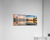 NYC Skyline at Dawn | Brooklyn and Manhattan Bridges Reflected Impression acrylique