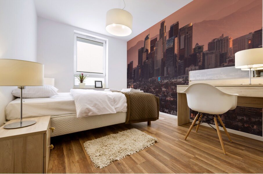 DTLA Los Angeles Skyline at Sunrise Mural print