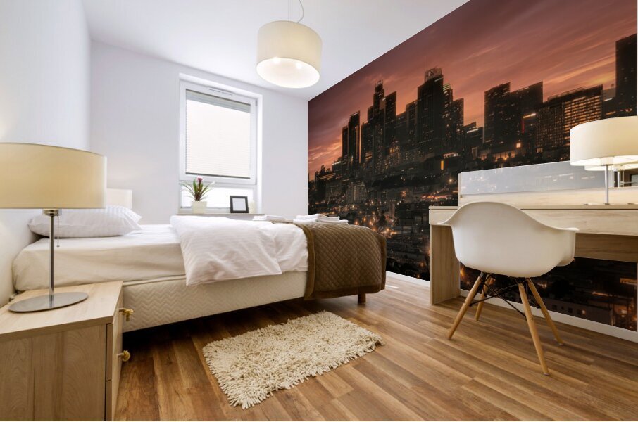 D.T.L.A. Skyline | Los Angeles Architecture and Sunset Colors Mural print