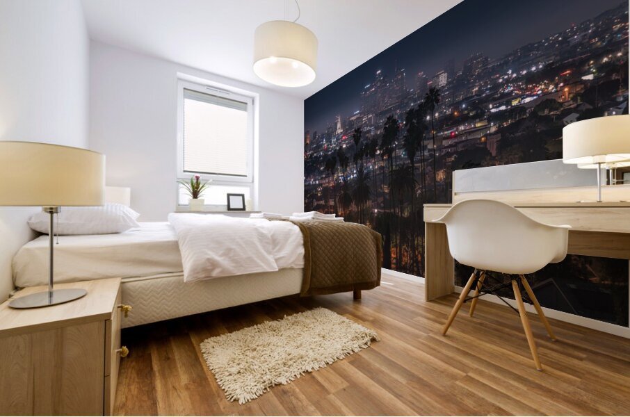 Los Angeles Cityscape | Night View with Iconic Palms Impression murale