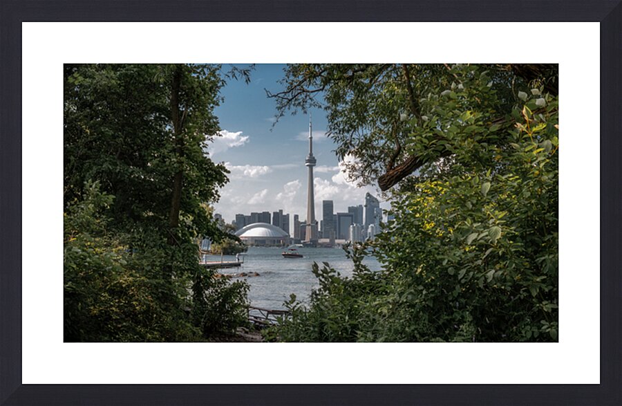 Urban Nature | Toronto Cityscape Through Green Foliage Picture Frame print