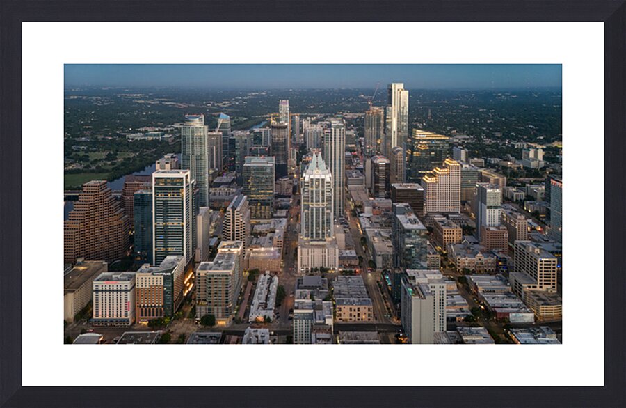 Austin Downtown Skyline | Sunrise Cityscape from Above Picture Frame print