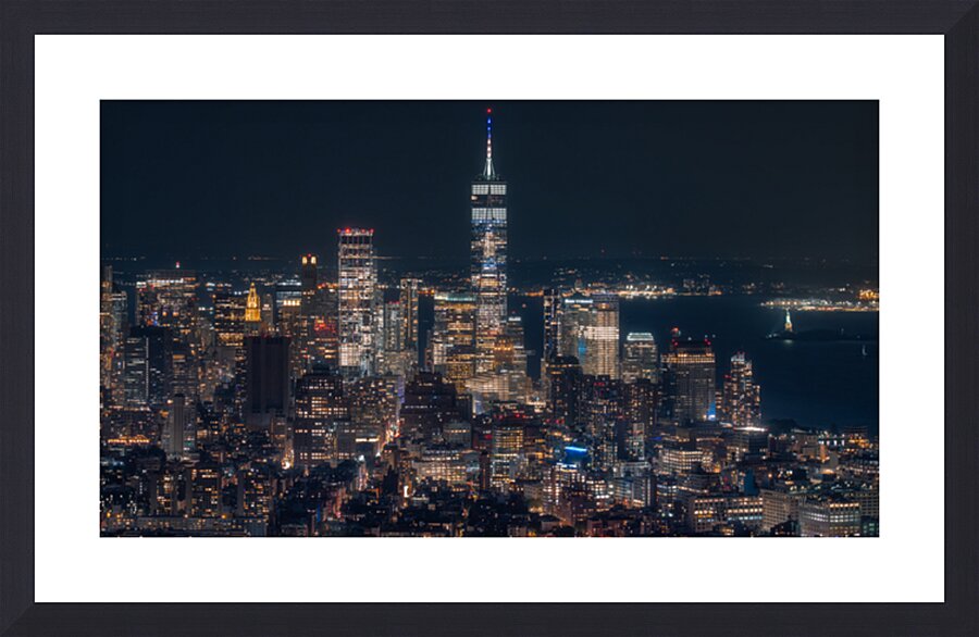 New York City Nightscape | Illuminated Manhattan from Above Impression et Cadre photo