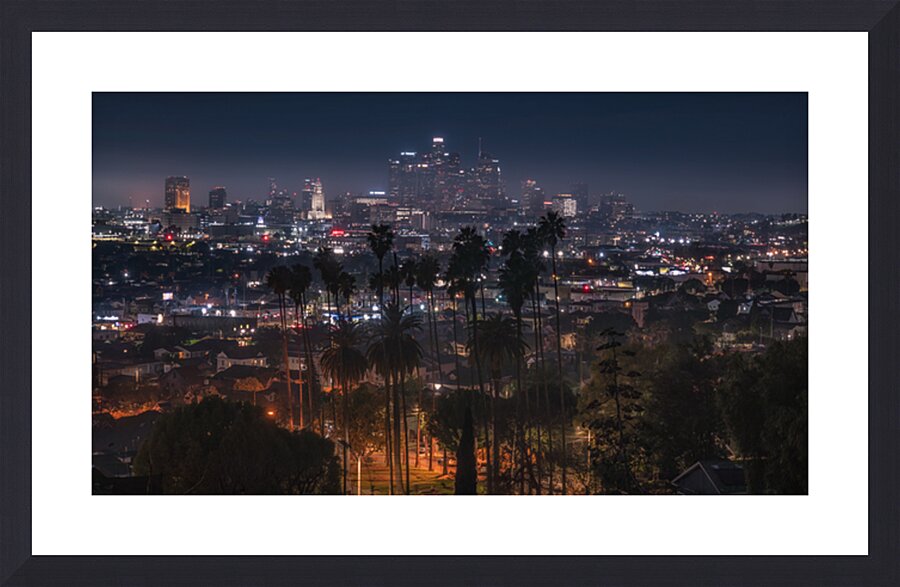 Los Angeles Cityscape | Night View with Iconic Palms Impression et Cadre photo