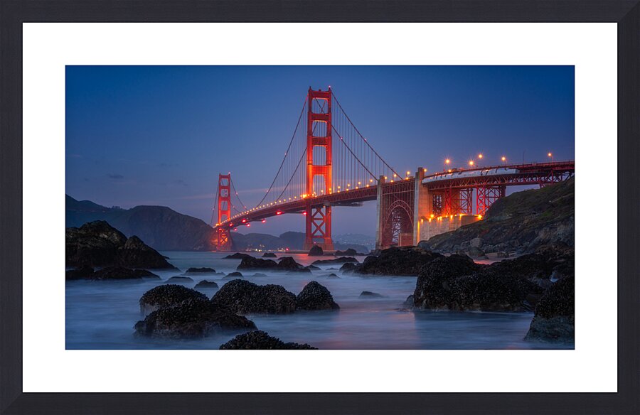 Red & Blue Golden Gate Bridge Picture Frame print