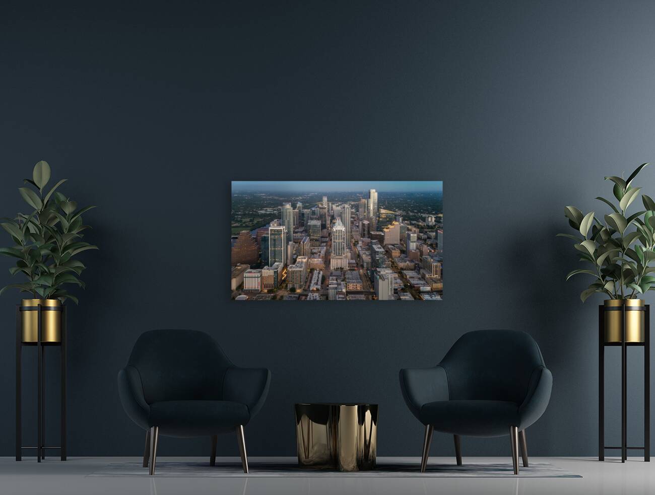 Austin Downtown Skyline | Sunrise Cityscape from Above Reproduction
