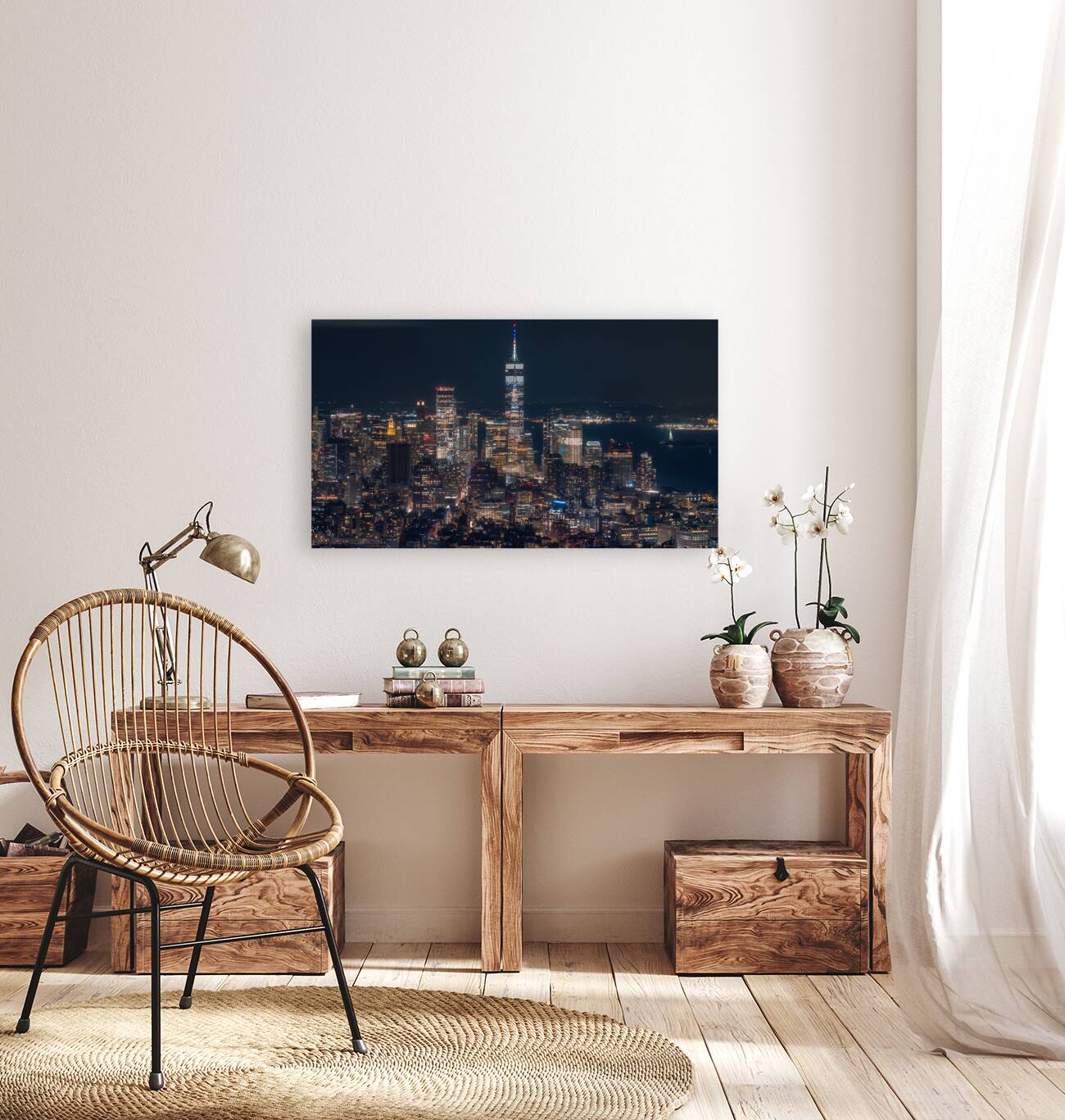 New York City Nightscape | Illuminated Manhattan from Above Reproduction