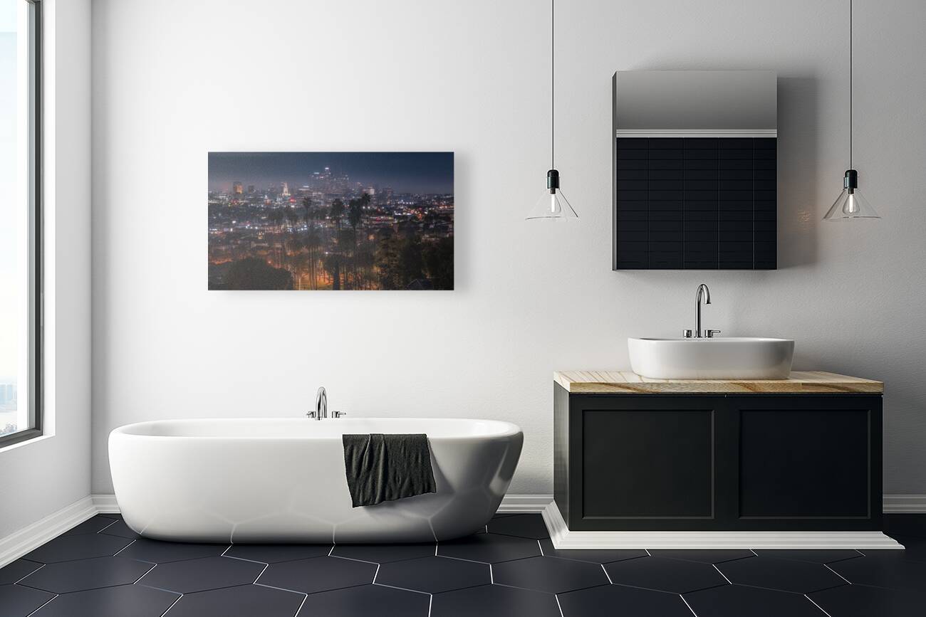 Los Angeles Cityscape | Night View with Iconic Palms Reproduction