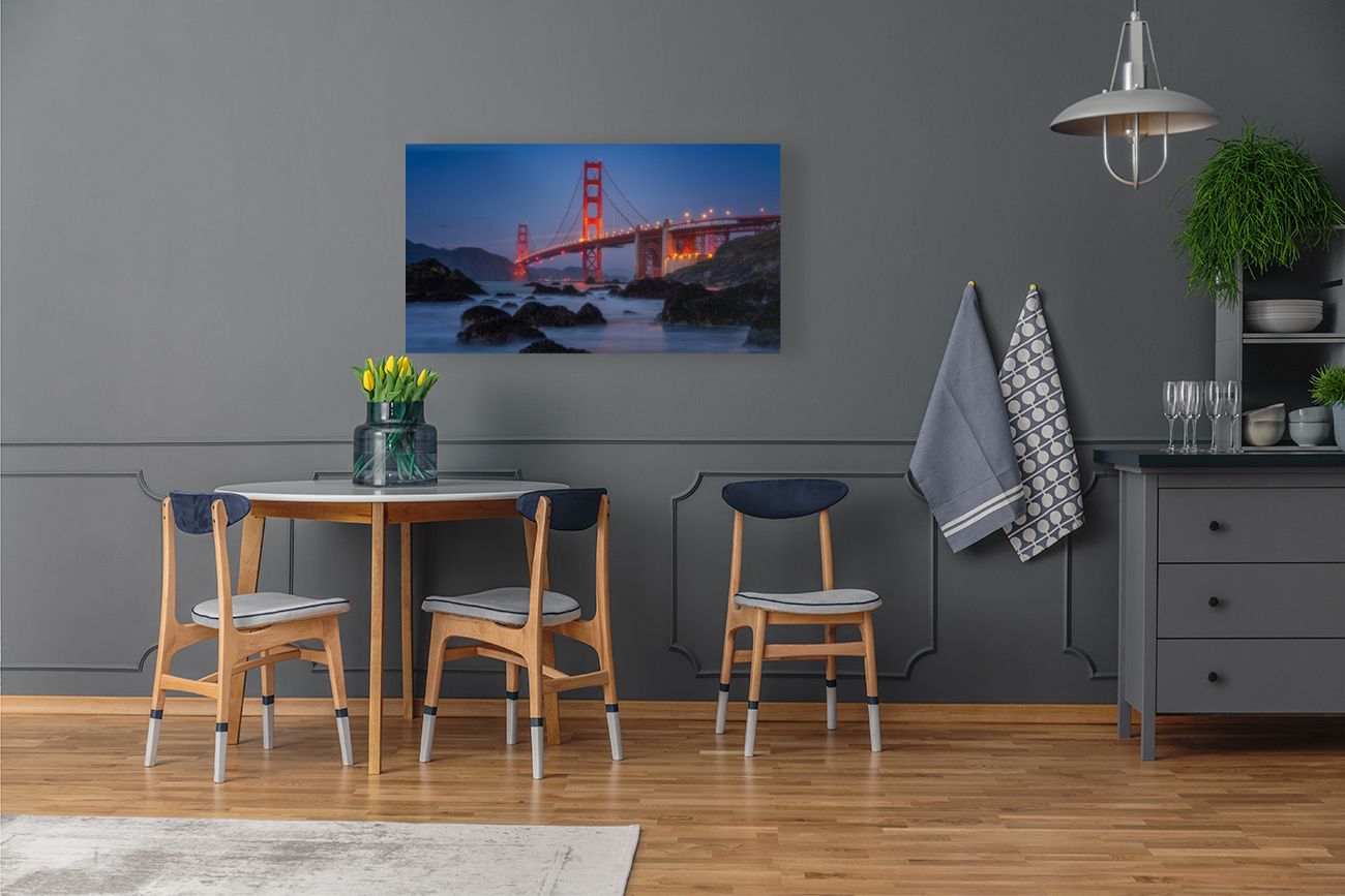 Red & Blue Golden Gate Bridge Reproduction