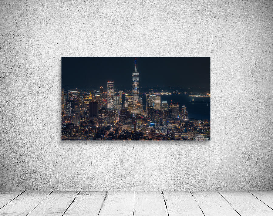 New York City Nightscape | Illuminated Manhattan from Above Wall Preview