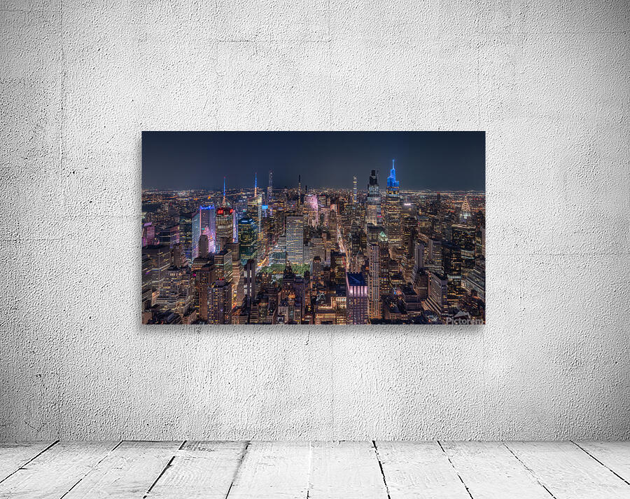 NYC Skyline Wall Art | Vibrant Night View of Manhattan Wall Preview