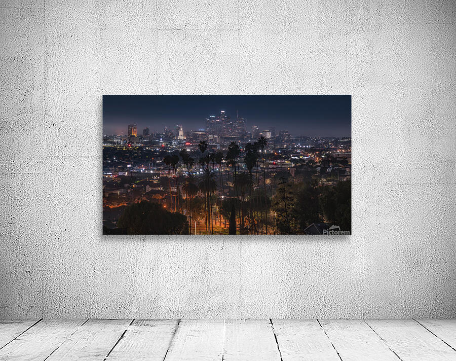 Los Angeles Cityscape | Night View with Iconic Palms Wall Preview