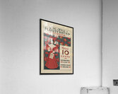 Flowers and a fashionably dressed woman standing and holding copy of the magazine 1890–1900 print by Ethel Reed. Acrylic Print