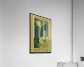 Woman wearing a striped dress with large sleeves a hat and carrying a purse 1898–1900 print by Ethel Reed. Acrylic Print