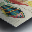 Colourful and surreal illustrations of fishes found in Moluccas Indonesia and the East Indies by Louis Renard 1678 -1746 from Histoire naturelle des plus rares curiositez de la mer des Indes 1754. Metal print