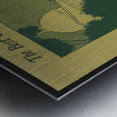 Woman wearing a striped dress with large sleeves a hat and carrying a purse 1898–1900 print by Ethel Reed. Metal print