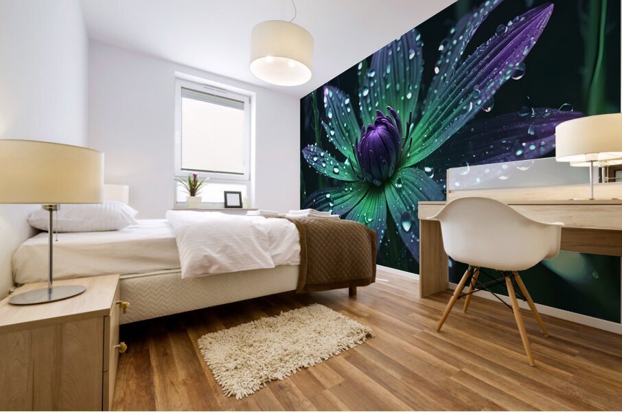 A glowing ultraviolet punk flower By ISHISH Mural print