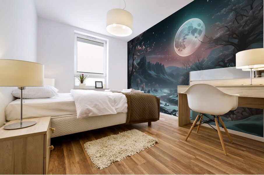 Magical Spring Moon By ISHISH Mural print
