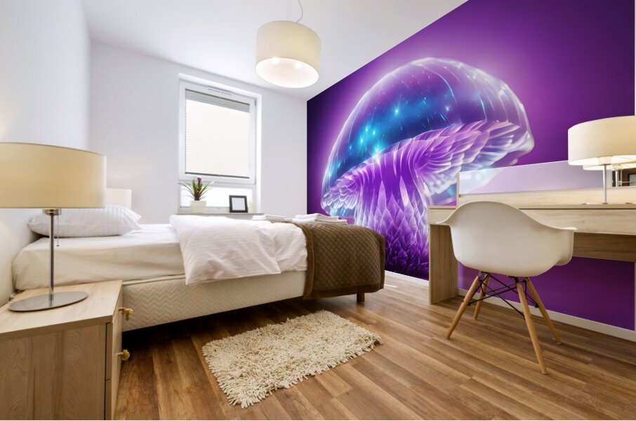 Purple Moon  Mushroom By ISHISH Mural print