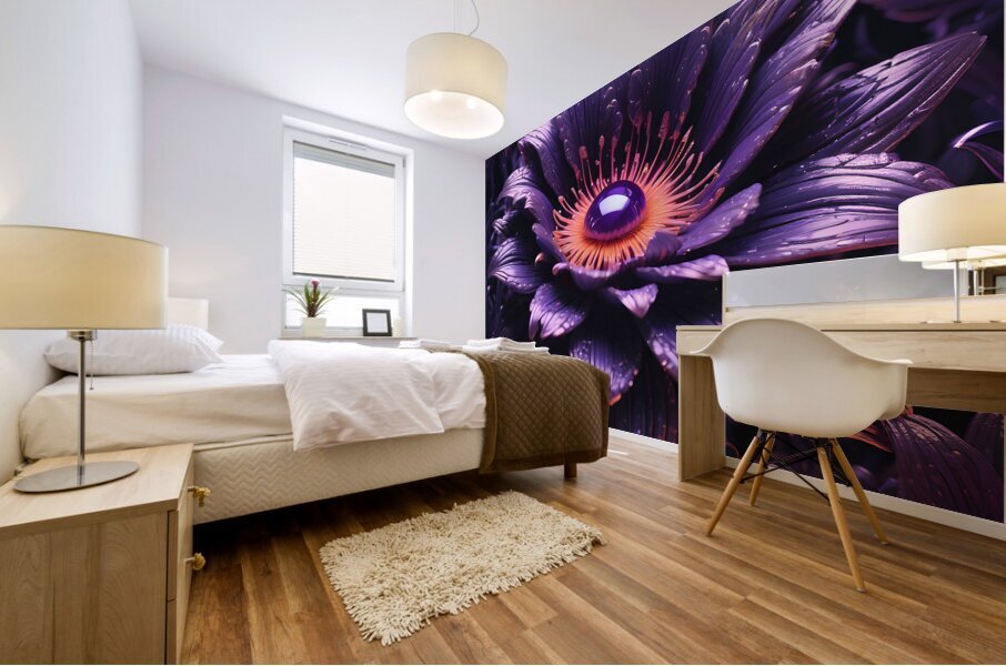 Glowing Ultraviolet Punk Flower By ISHISH Mural print