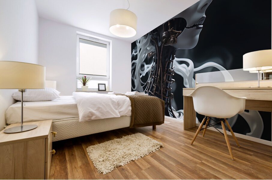 A Beautiful  Cyberpunk Nymph Ghost By ISHISH Mural print