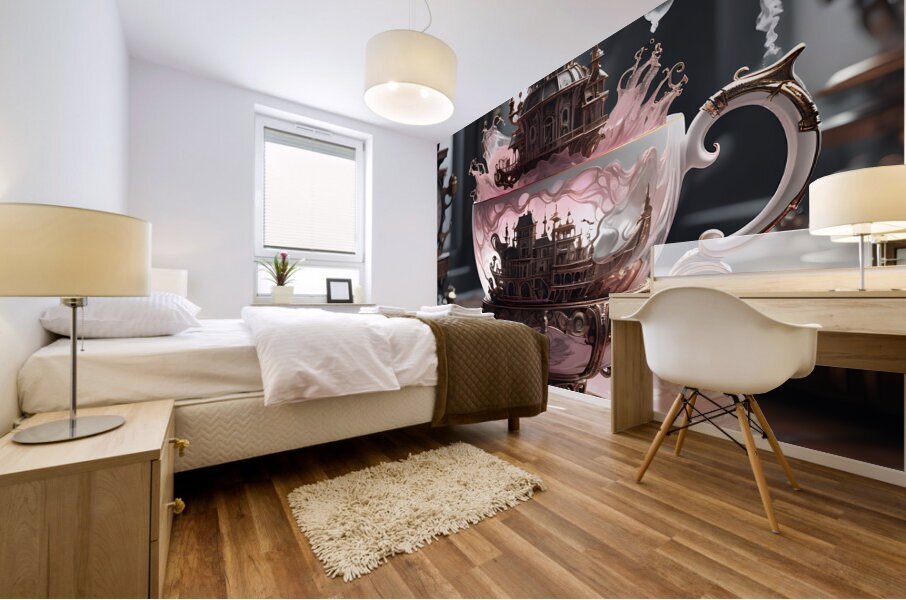 A luxurious Steampunk Teacup Tempest By ISHISH Mural print