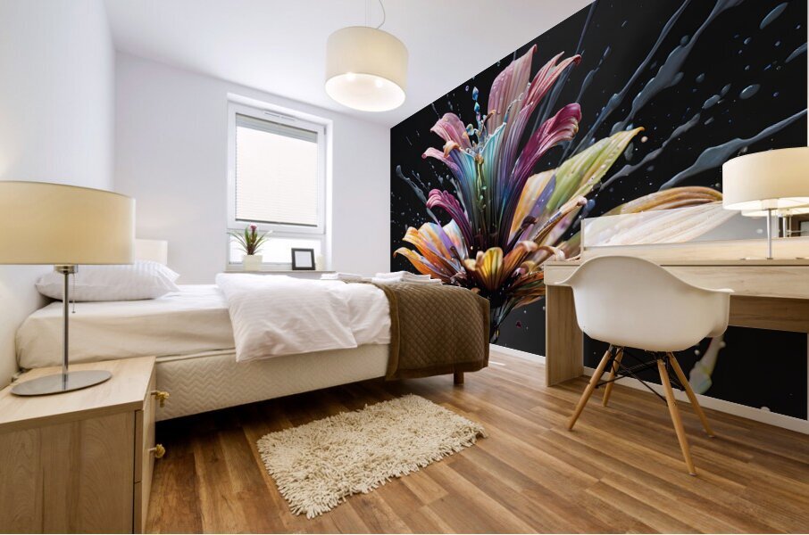 Zebra Stripe Splash Flower By ISHISH Mural print