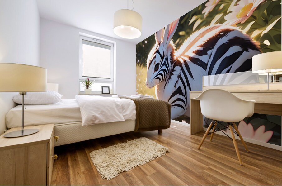 Zebra Stripe Rabbit By ISHISH Mural print
